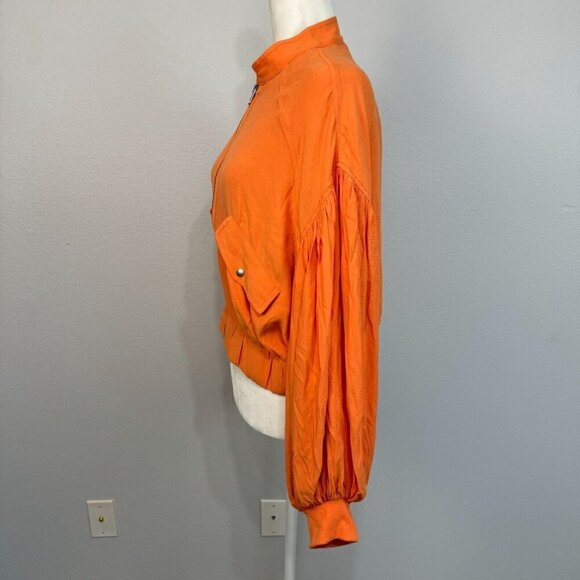 Free People Womens On Pointe Bomber Jacket Zip Front Slouchy Orange Size Small - Picture 9 of 14